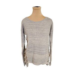 One Grey Day Light Grey Distressed Side Detail Sweater Sz L